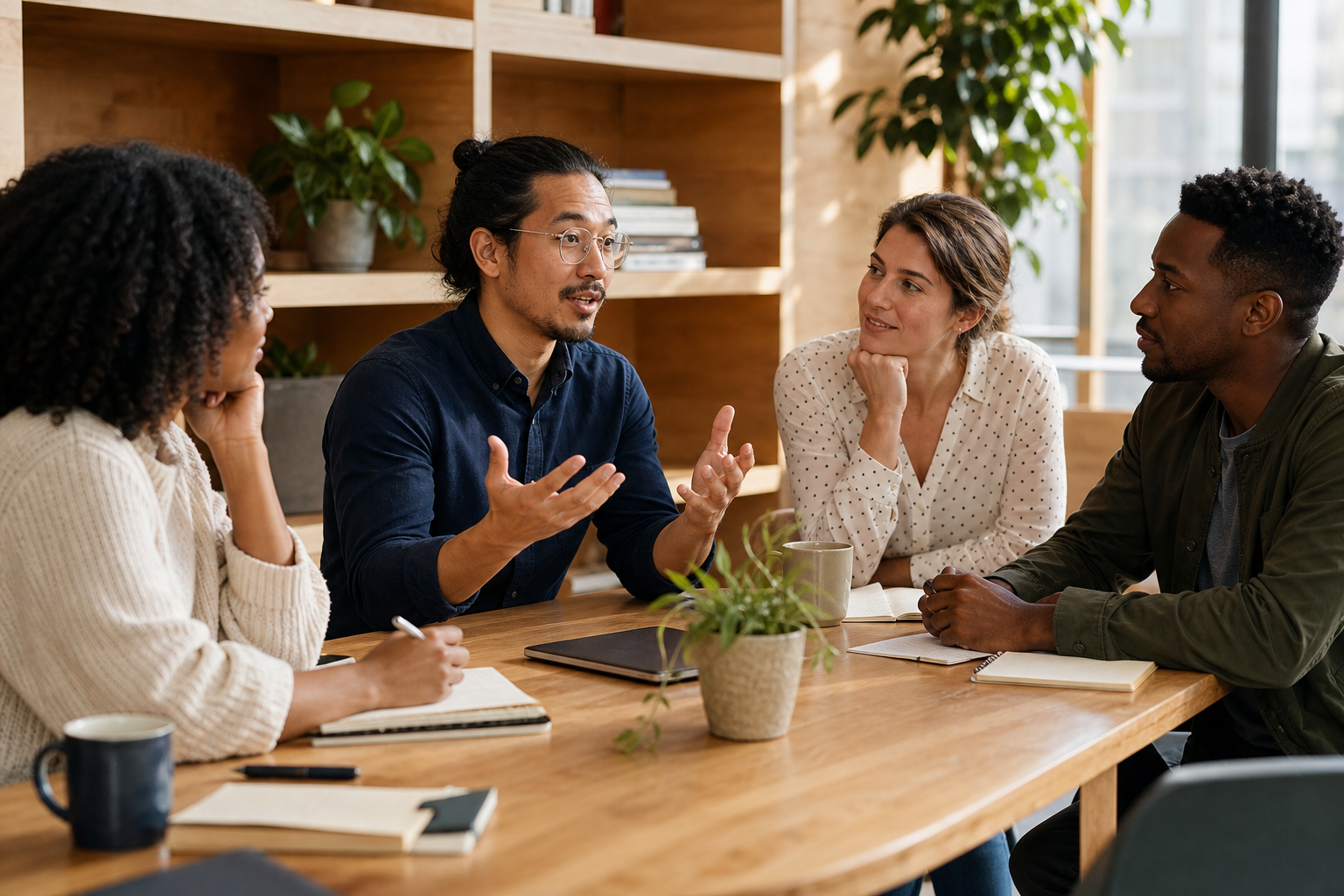 A colleague leading an inclusive conversation with a workplace learning group
